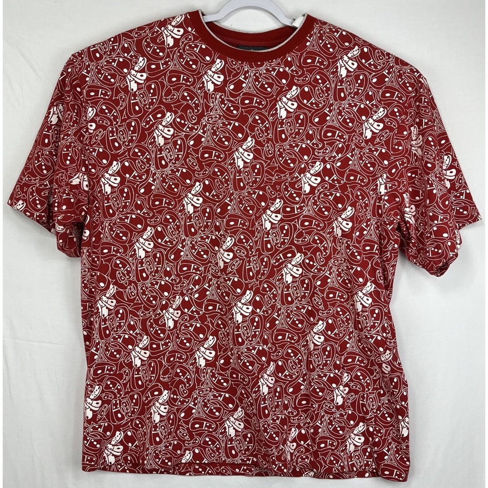 Basic Code Mens Red White All Over Print Domino T-Shirt Urban Y2K AOP Size 3XL